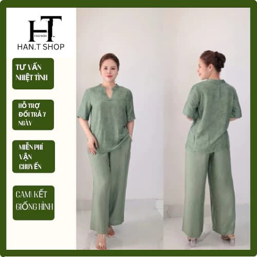 Ms69 Đồ bộ trung niên, Sét đồ kiểu cho các mẹ,quần lửng suông, chất tơ nhật thoáng mát HAN.T SHOP