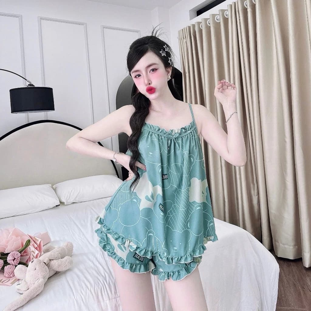 BỘ 6 -[40-55kg]Đồ Bộ Mặc Nhà, Pijama 2 Dây,Bộ ngủ hai dây dây chất lụa Hàn thoáng mát, mềm mịn,kiểu dáng dễ thương-BALI