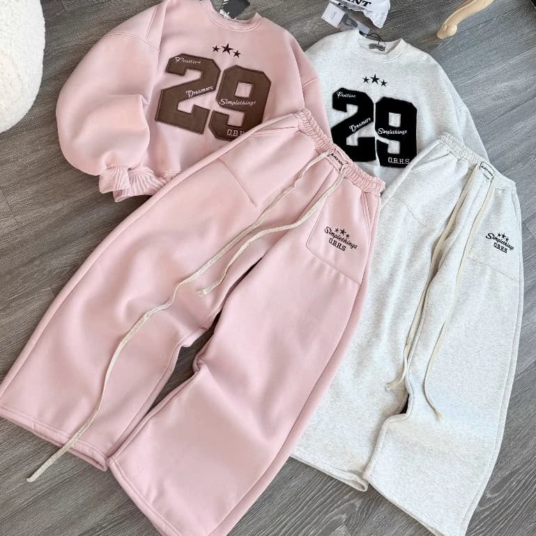 Sét bộ quần áo nỉ thêu 29 unisex đáp nổi - có lẻ áo lẻ quần phong cách trẻ trung By Genz