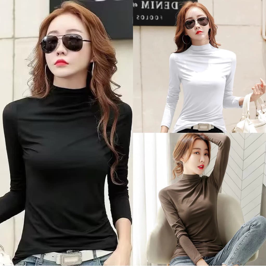 Áo giữ nhiệt nữ Có Lót Nỉ cổ 3P dày dặn, áo giữ nhiệt cuộn, áo thun lót nỉ