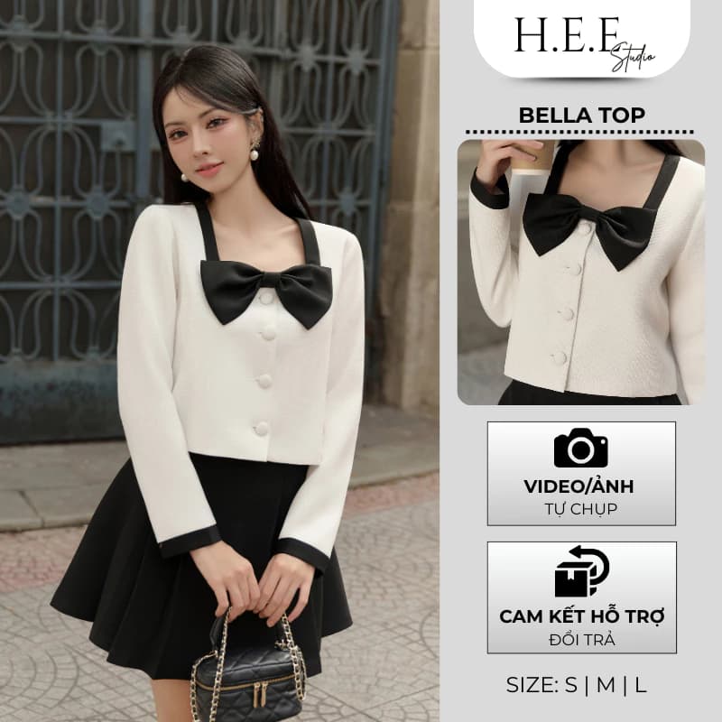 H.E.E -  Áo dài tay Bella Top thiết kế phong cách tiểu thư, nhẹ nhàng, nơ rời