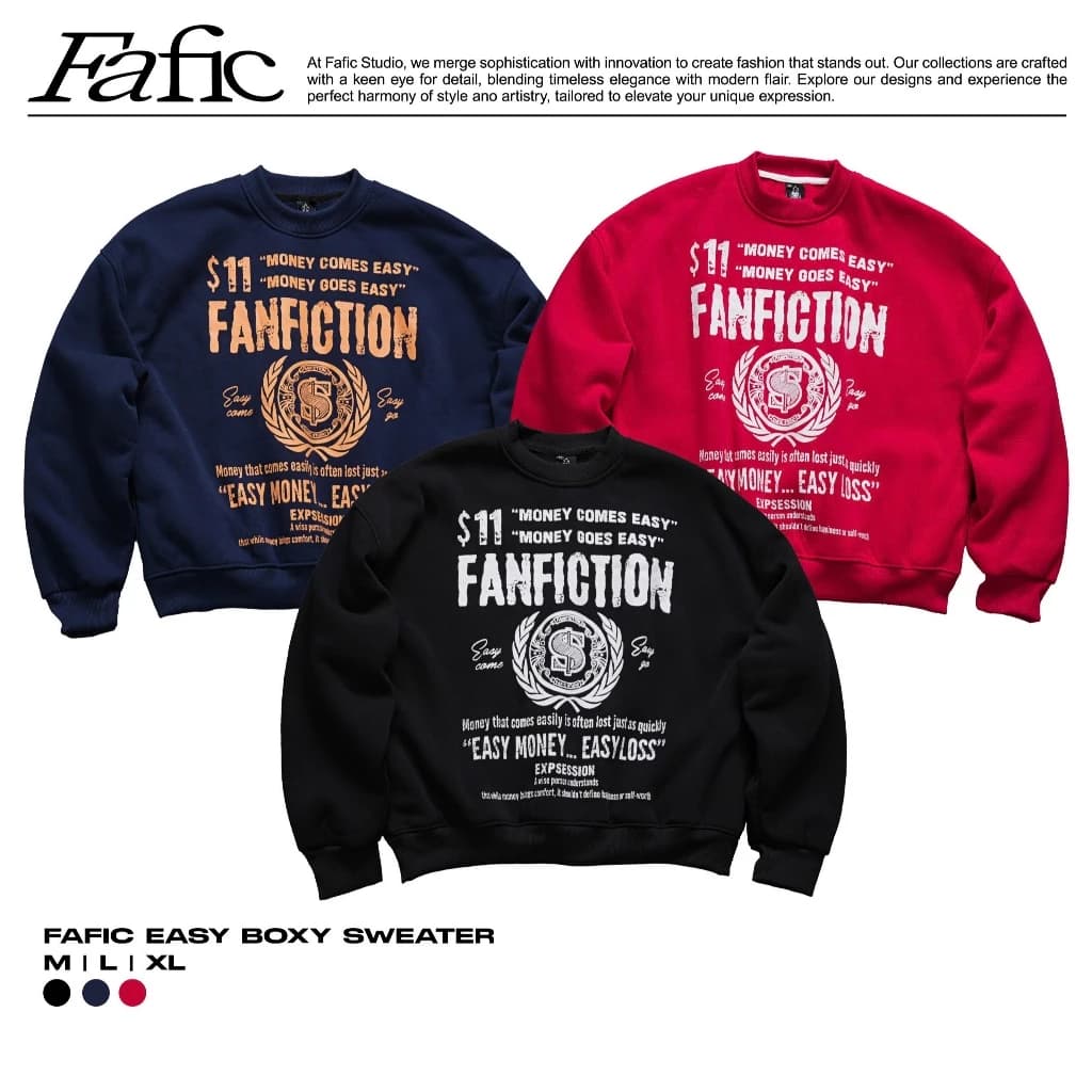 Áo sweater Hình in EASY FAFIC Studio Nam Menswear hình in có túi chất nỉ bông 380gsm dáng rộng boxy