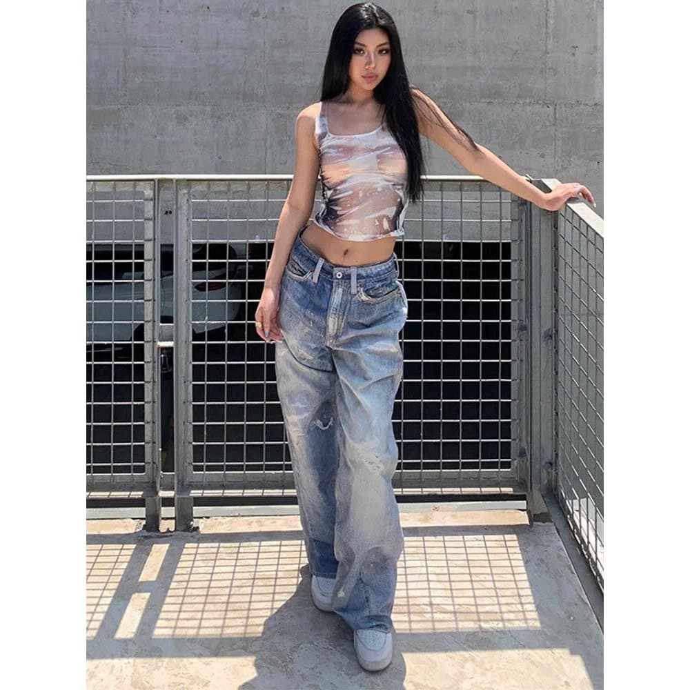 [DEAL MỞ BÁN] Quần Jeans Baggy Wash Loang – Low-rise & wide leg, chuẩn Y2K streetwear