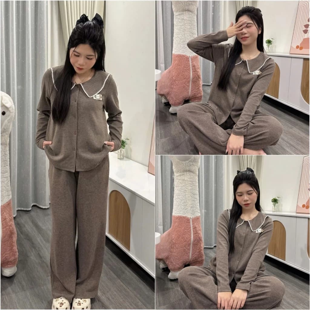 2026. [PIJAMA GẮN TAG] Sét chất len lông thỏ áo dài tay+ quần suông dài. Đủ size SMLXL 40kg- 70kg