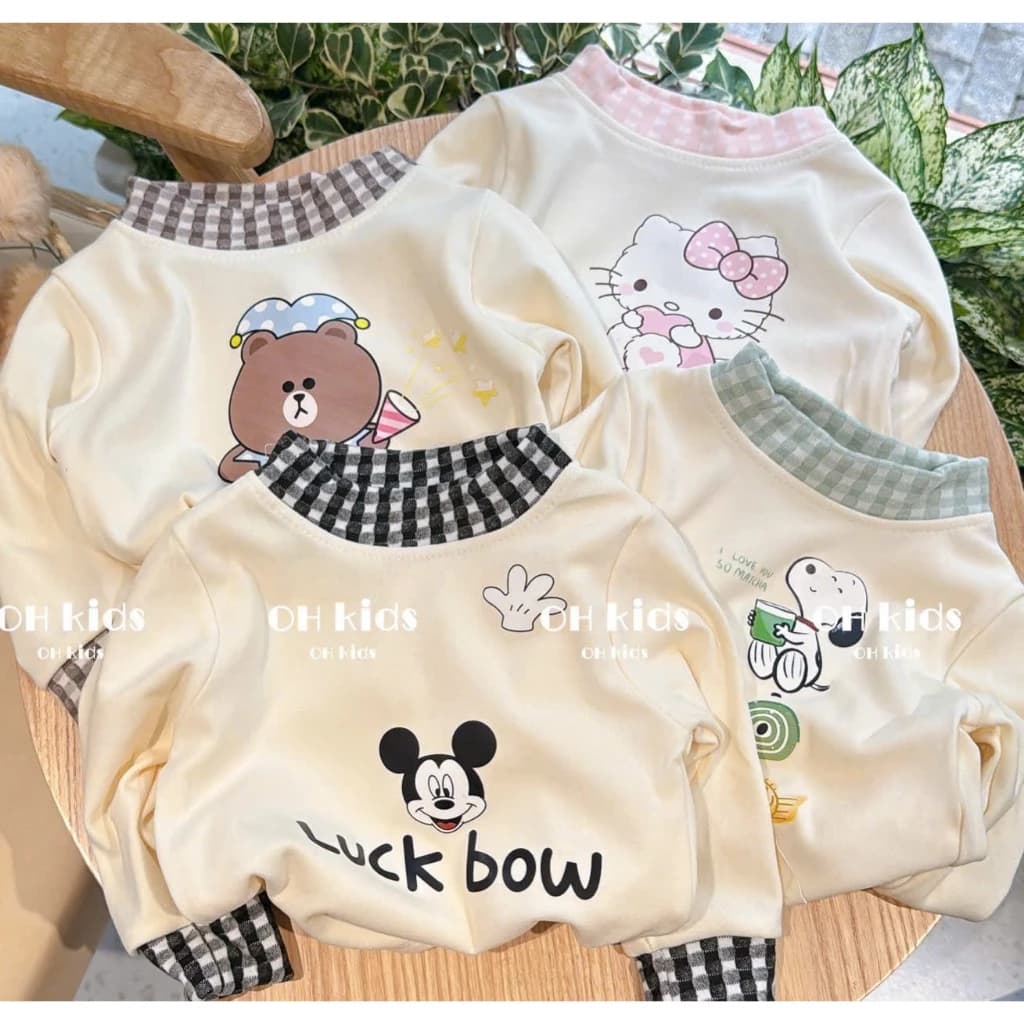D6 - Com bo 2 3 Bộ dài tay bé trai, bộ dài tay bé gái chất liệu zip lông Hàn Quốc 6-15kg