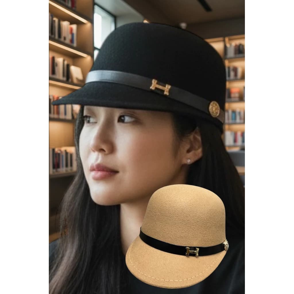 Mũ/ nón nỉ lưỡi trai đai da gắn chữ- hàng hót QC