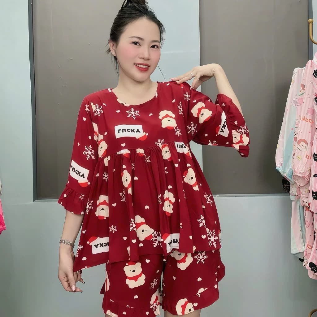 QUẦN ĐÙI BABYDOLL TAY LỠ PHOM TO TL271 - Đồ Bộ Tole Lanh Nữ Măc Nhà Tay Lỡ Quần Đùi M/L/XL/2XL