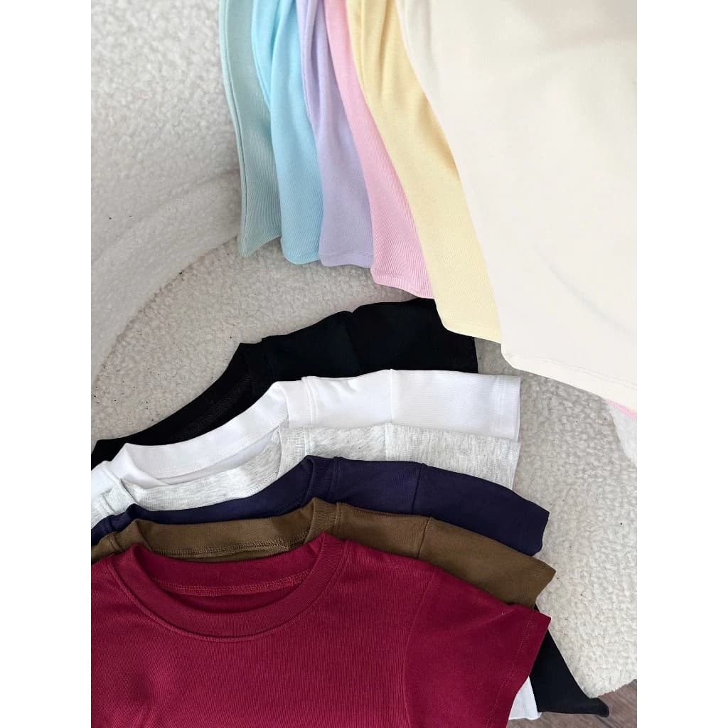 T01 - Áo Thun Ôm Borip Form Dài Siết Eo Cotton Trơn Freesize Co Giãn 4 Chiều
