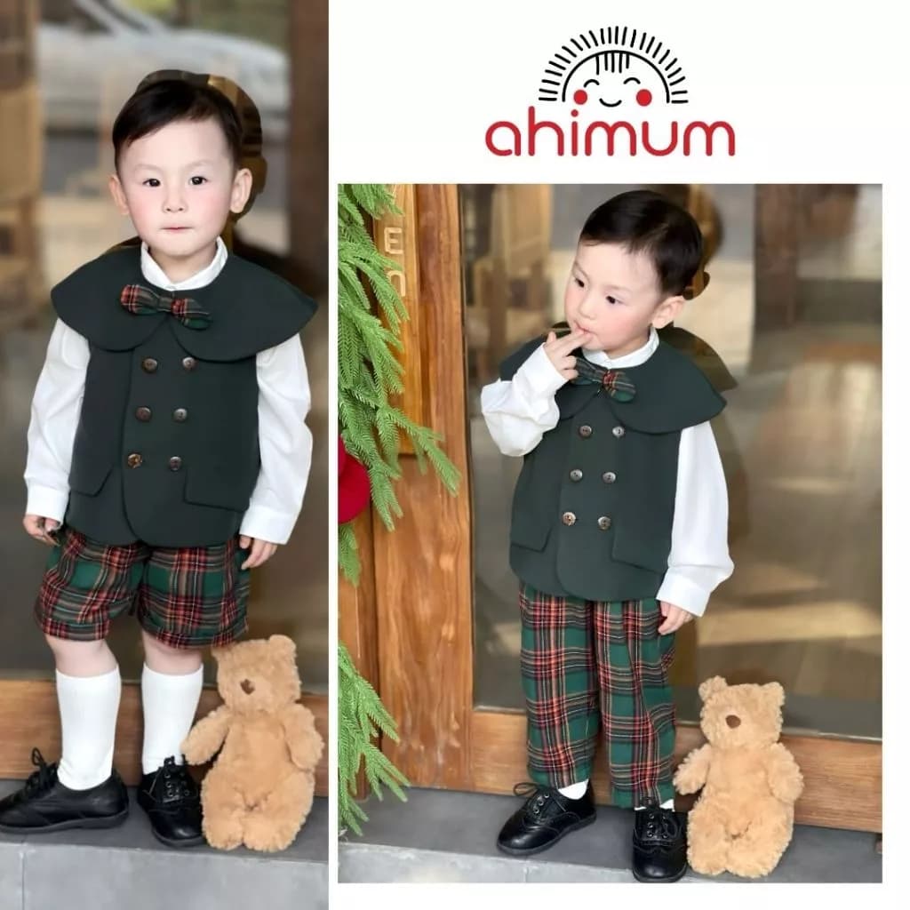 Vest bé trai cao cấp Arthur Christmas sang trọng chuẩn dáng vest bé trai Noel set áo vest trẻ em