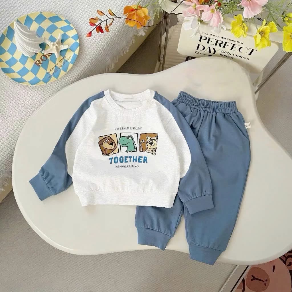 Bộ Thu Đông Dài Tay Chất Cotton Mềm Mại Dành Cho Bé Từ 8-18 Kg