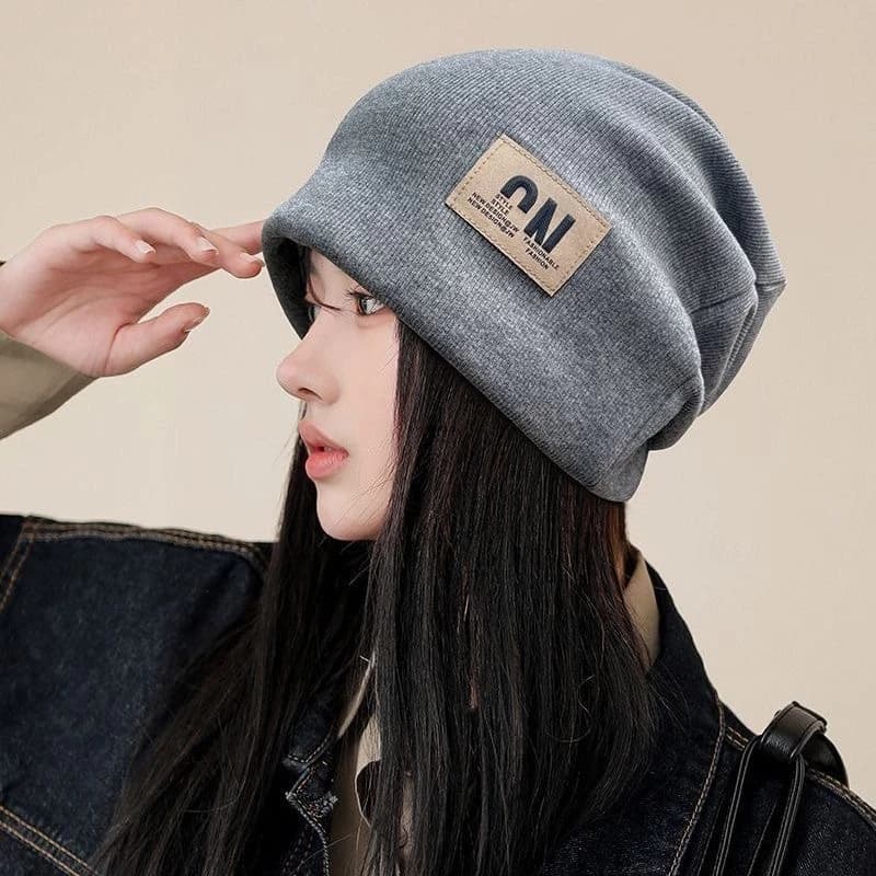 Mũ len trùm đầu nữ cá tính chất co dãn dễ phối đồ, mũ beanie thời trang nữ mùa đông