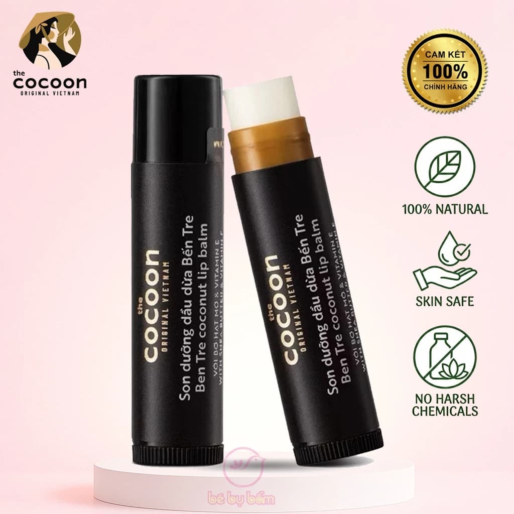 COMBO Son dưỡng ẩm môi dầu dừa Bến Tre Cocoon 5G + Tảy da chết môi Cà phê Đắk Lắk - Có Mã Voucher