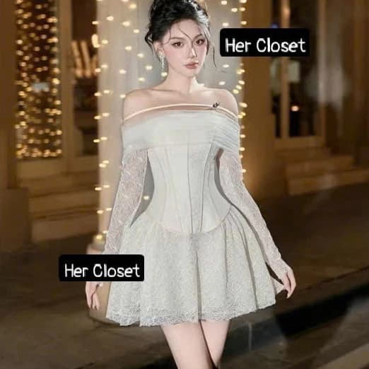 [HÀNG THIẾT KẾ] Set áo trễ vai dây nơ phối chân váy ren set váy corset chân váy ren set đầm đi tiệc váy sinh nhật, sẵn..