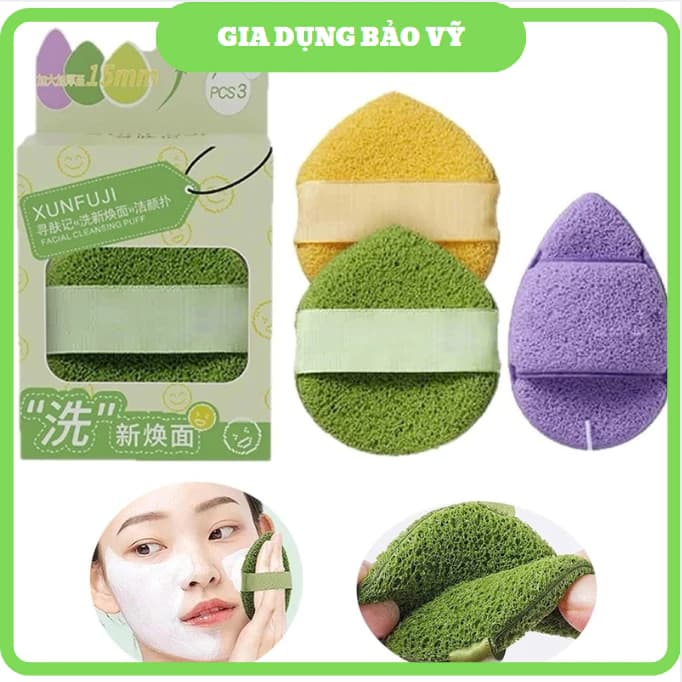 Set 3 Miếng Bọt Rửa Mặt Làm Sạch Sâu, Dịu Nhẹ Cho Mọi Loại Da - BV145