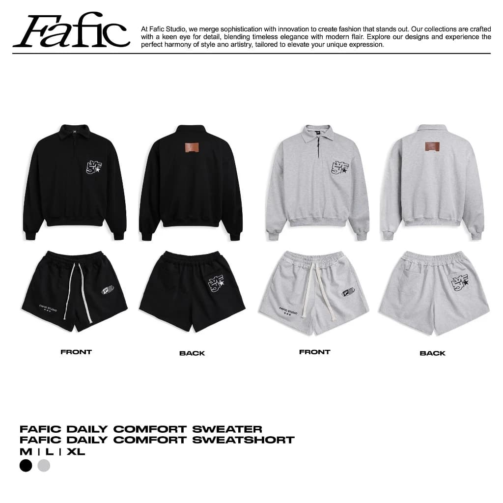 Áo Sweater HALF ZIP Thêu Logo Fafic Menswear Có Túi Chất Nỉ Pc Hàn 380gsm Dáng Rộng Boxy Nữ Unisex Size M L XL