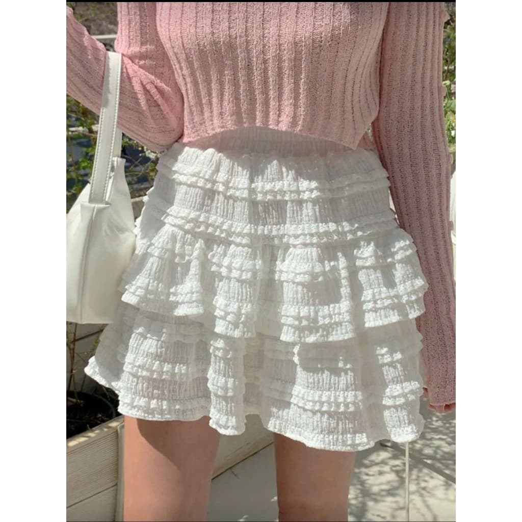 Chân váy ren nữ 3 màu bánh bèo dễ thương - Short mini thiết kế bánh bèo tiểu thư