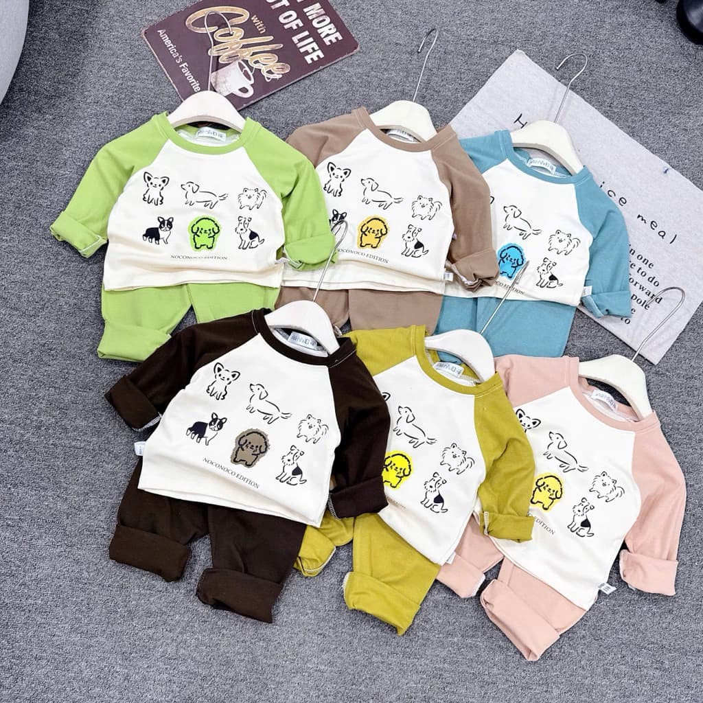 Bộ quần áo thu đông cho bé yêu , bộ dài tay cho bé mặc đi ở nhà , đi chơi 8-18kg