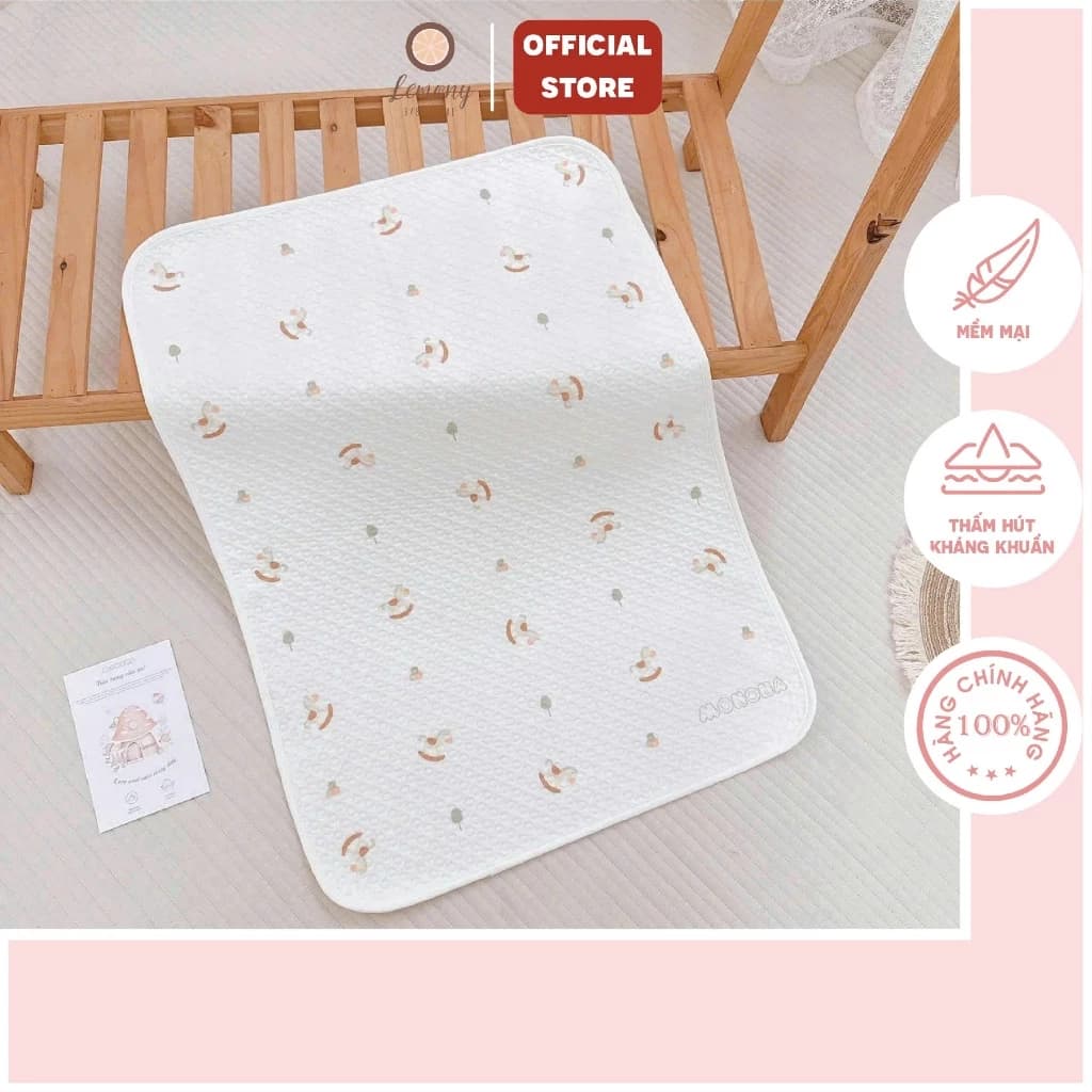 Tấm lót chống thấm cho bé, bề mặt Organic MONONA mềm mịn, tự nhiên, kháng khuẩn size 50x70cm