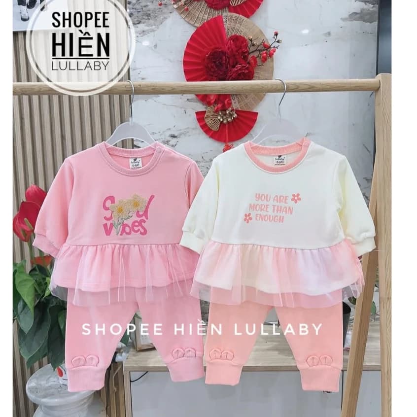 [Lullaby/Chính Hãng] Bộ quần áo dài tay Lullaby chất nỉ da cá gấu VOAN cho bé gái