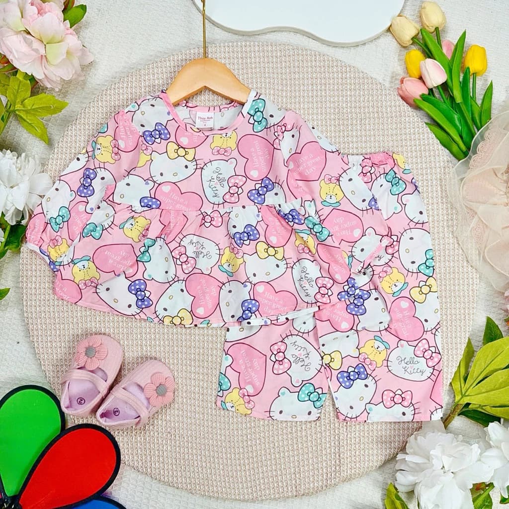 ĐỒ BỘ BÉ GÁI [9kg-16kg] set bộ tay dài quần dài bé gái - FORM BABYDOLL - vải tole loại 1 [FREESHIP]