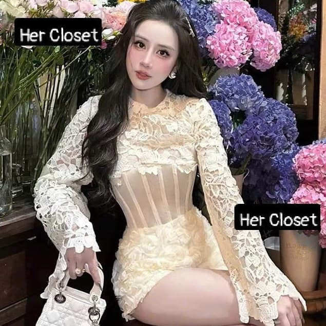 [VÁY THIẾT KẾ] Váy corset tay dài dáng ngắn đầm corset tay dài dáng ngắn váy ngăn đầm ngắn sang chảnh đầm dự tiệc, sẵn..