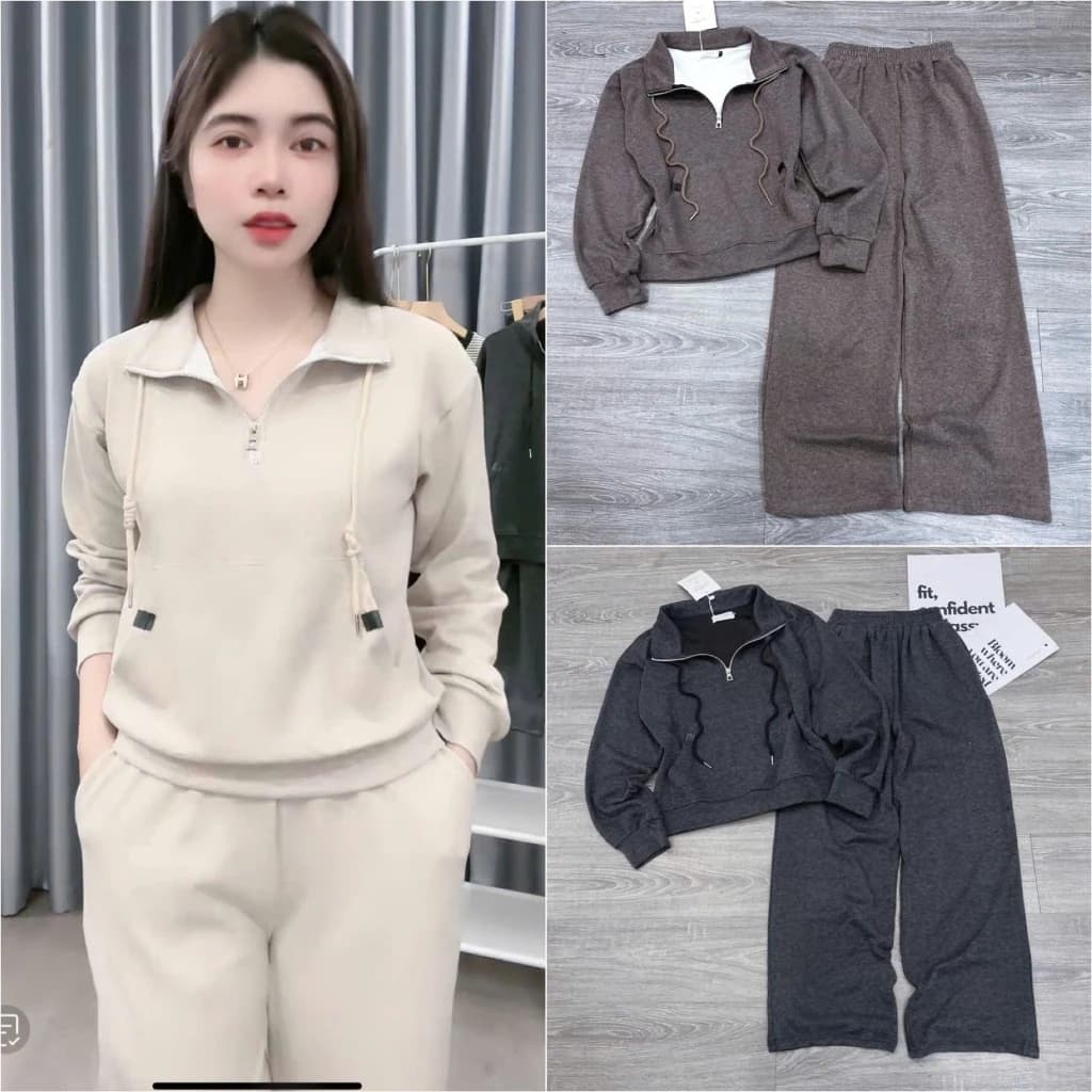 2026. [BỘ TÚI HOODIE- QUẦN SUÔNG] Sét chất len lông áo dài tay + quần suông thỏ. Đủ size SMLXL 40kg- 70kg