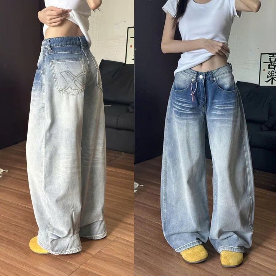 [DEAL MỞ BÁN] Cloud Wash Wide Jean - baggy unisex ống rộng wash bạc
