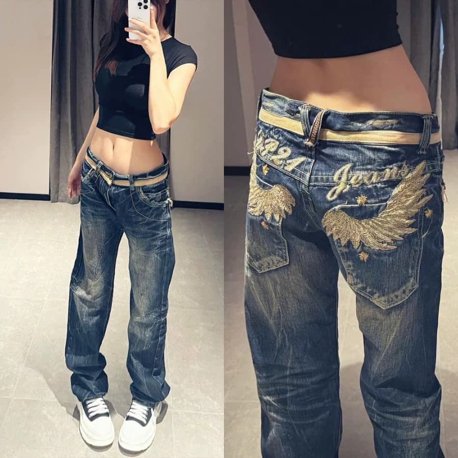[DEAL MỞ BÁN] Quần jeans thêu nổi back pocket style Y2K