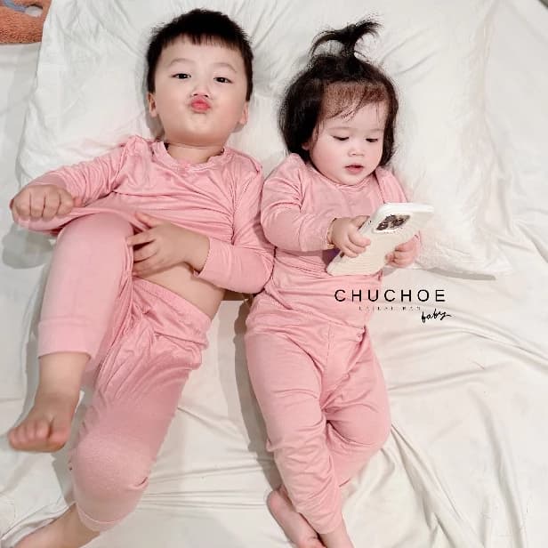 Bộ thun lạnh tay dài quần dài cho Bé trai , Bé gái 5 - 20kg, Đồ Bộ Cho Bé Mặc Nhà , Chuchoe Baby