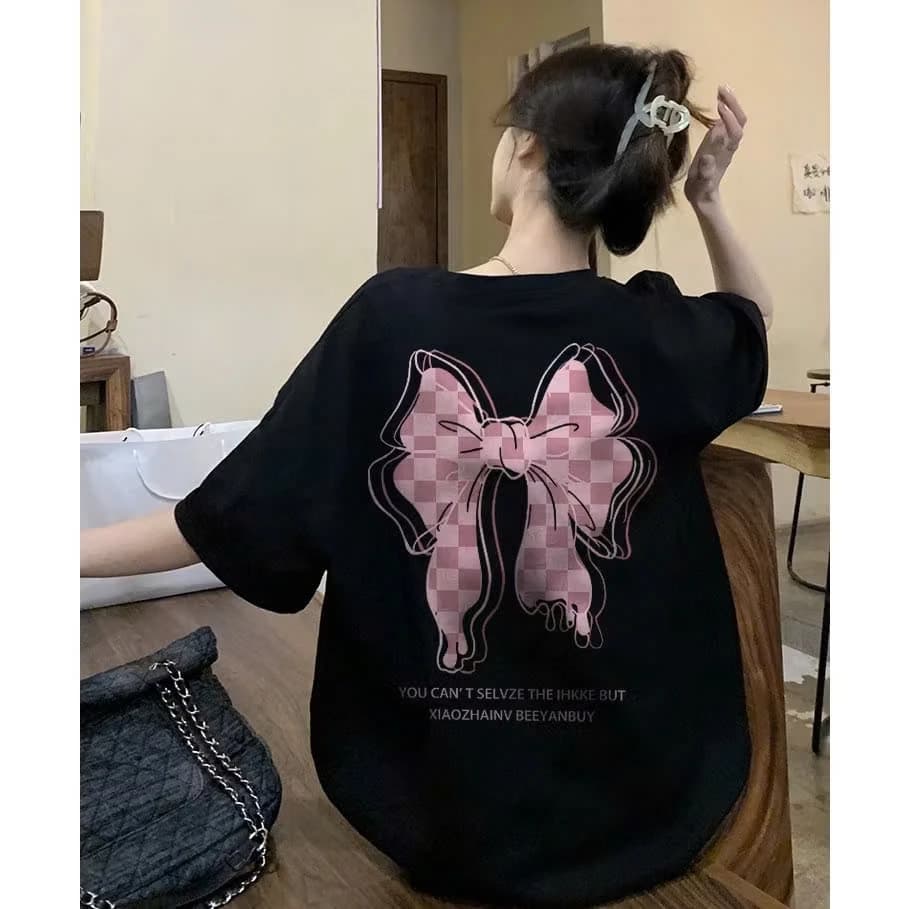 Áo phông thun nữ nam form rộng unisex KONOVA chất liệu cotton khô loại 1 in hình NƠ 2 MẶT