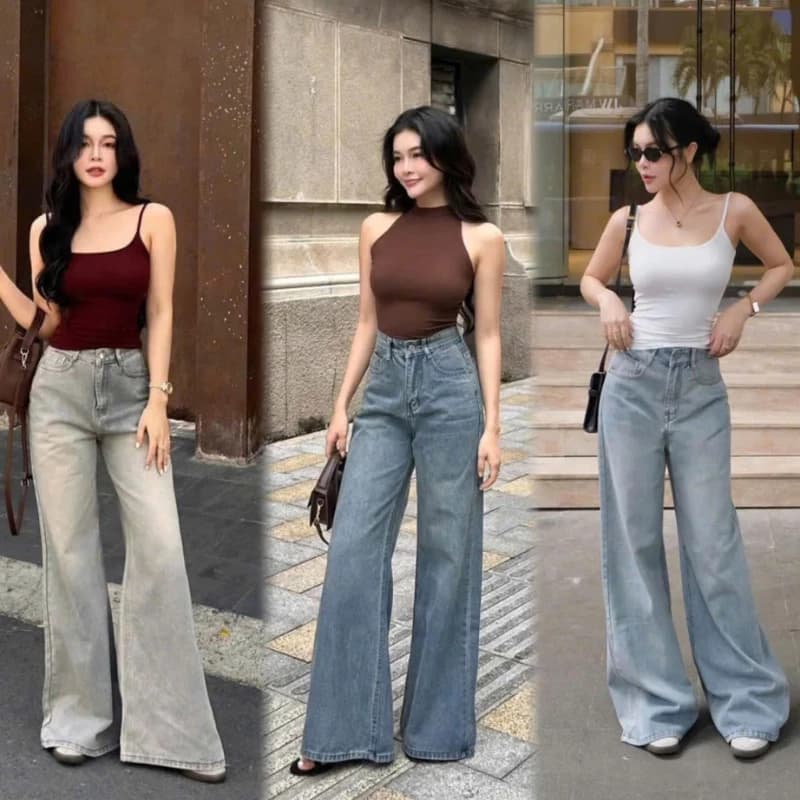 Quần Jean Nữ Lưng Cao THE QUẠO Ống Loe Rộng 34cm Dáng Dài tôn dáng nhiều màu S1609_715