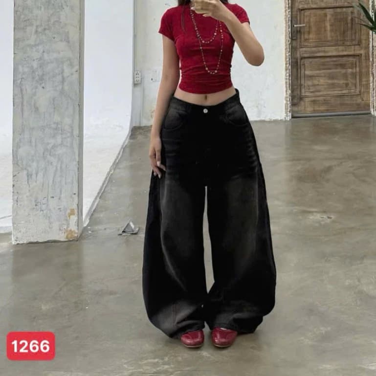 Hỏa tốc (HCM) Quần Baggy Ống Bí Nam Nữ, Quần Jean Ống Rộng Nam Nữ Năng Động AnhKhoi ms1266
