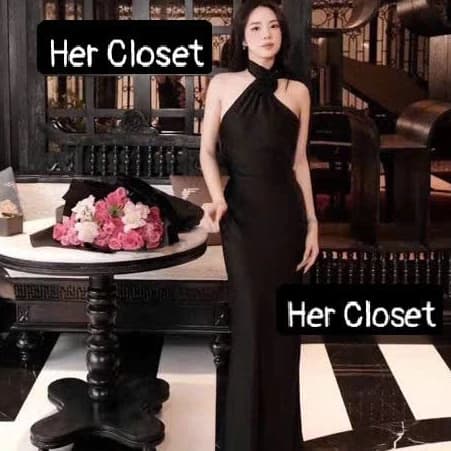 [VÁY THIẾT KẾ]Váy hở lưng kèm hoa cổ dáng dài đầm hở lưng kèm hoa dáng dài váy maxi đầm maxi sang chảnh đầm đi tiệc să..