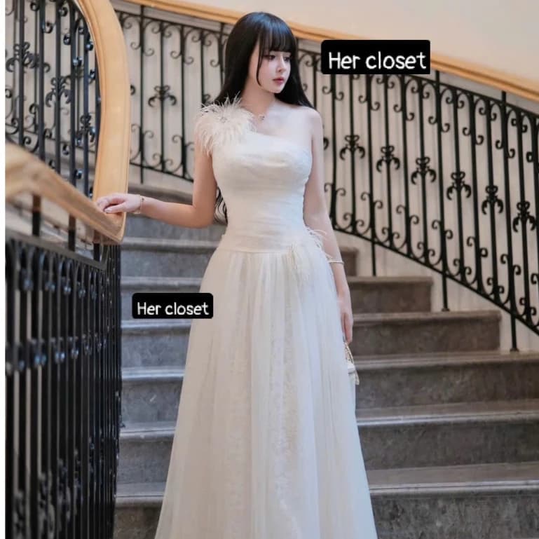 [VÁY THIẾT KẾ]Váy lệch vai đính tag dáng dài đàm lệch vai đíng tag dáng dài đầm maxi váy maxi sang chảnh đầm đi tiệc să.