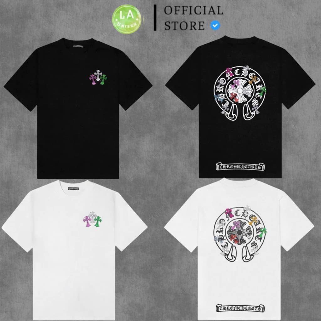 Áo Thun Nam Nữ Chrôm Hớt Thêu Logo Nhiều Màu Hottrend Vải Cotton Dày Đẹp Form Rộng Đủ Tag Mạc Hãng