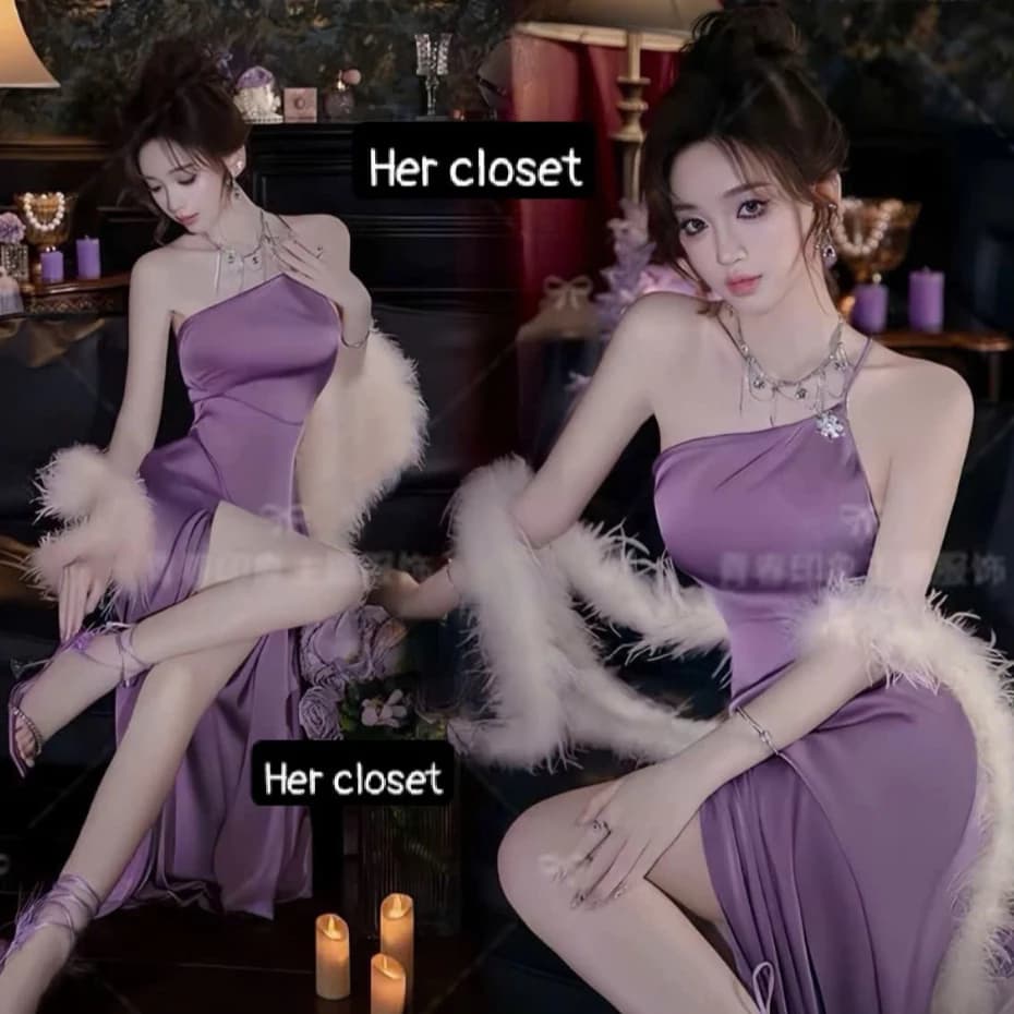 [VÁY THIẾT KÊ] Váy lụa tag đá xẻ tà dáng dài đầm lụa xẻ tà dáng dài váy lụa maxi đầm lụa maxi sang chảnh đầm đi tiệc să.