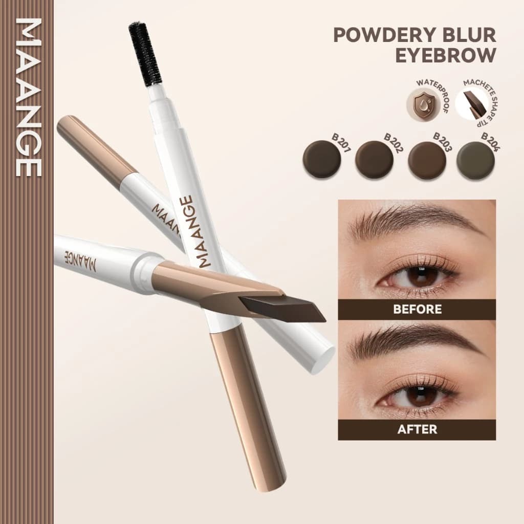 MAANGE Chì Kẻ Mày Tự Nhiên Thiết Kế Hai Đầu Tiện Dụng, Chống Thấm Nước Lâu Trôi 4 Màu E04