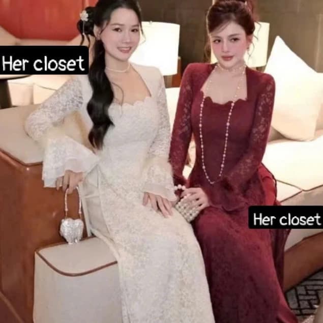 [HÀNG THIẾT KẾ ] Set áo dài kèm quần ren tay lông set áo dài kèm quần sang chảnh áo dài đi tiệc áo dài đi đám cưới sẵ...