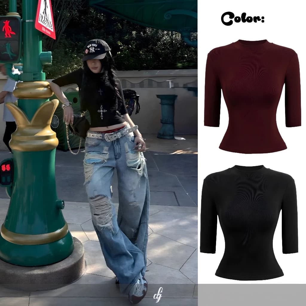 [ 𝐉𝐔𝐓𝐎𝐏𝐈𝐀 ] Áo WEZI tay lửng ôm body slimfit DANEJI, form chiết eo, cổ 3p