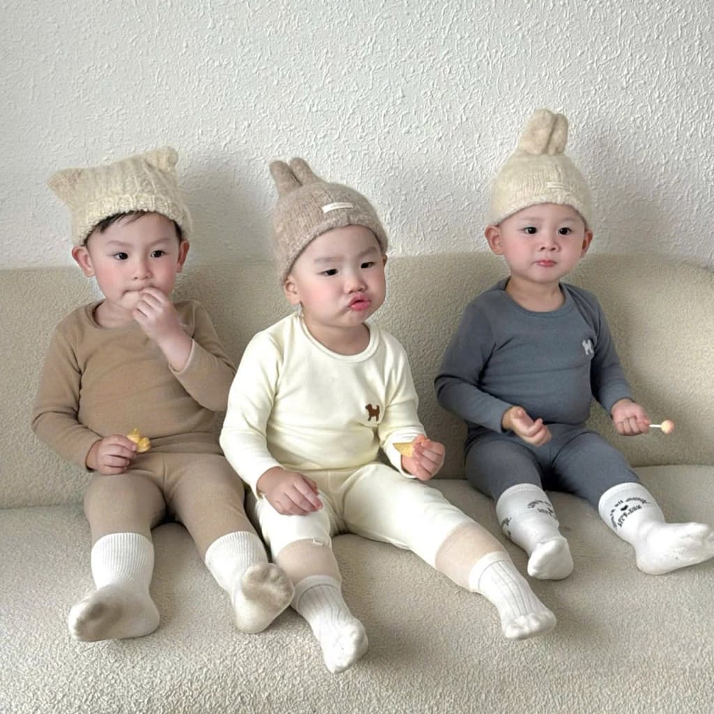 Bộ nỉ bông dài tay mềm mại phong cách hàn quốc cho bé