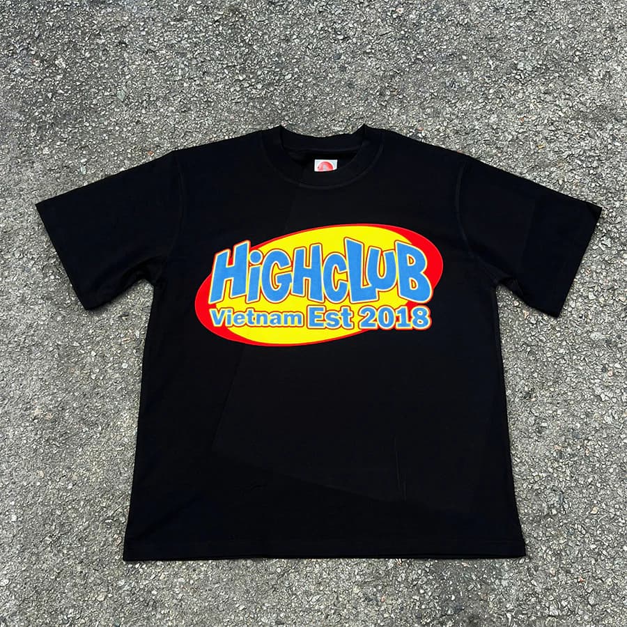 Áo thun HC STICKED - HIGHCLUB Tay lỡ cổ tròn màu ĐEN/TRẮNG - UNISEX