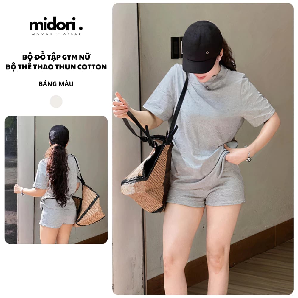 Bộ Thể Thao Nữ Badminton Thun Cotton Co Dãn Thoáng Mát Form Rộng Rãi Thoải Mái Midori Shop QQ29