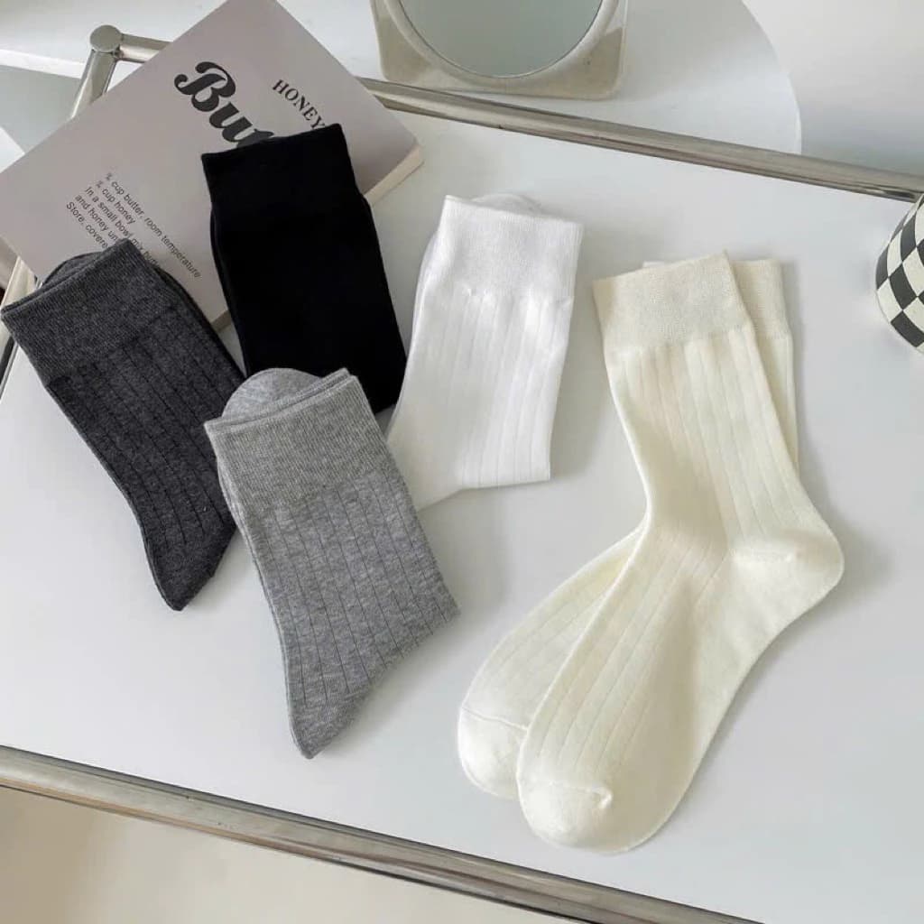 Set 5 Đôi Tất Nữ TC2 Giữ Ấm Mùa Thu Đông – Tất đông mềm mại ấm áp, Cổ chân, Mềm Mại Đa Năng