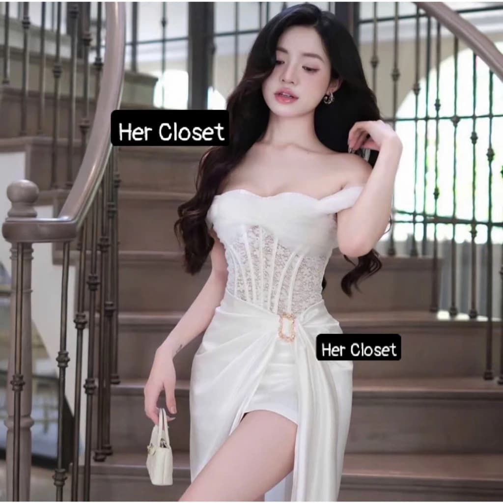 [HÀNG LOẠI 1] Váy trễ vai xẻ tà dáng dài đầm trễ vai xẻ tà dáng dài váy maxi đầm dáng maxi sang chảnh đầm đi tiệc, sẵ...