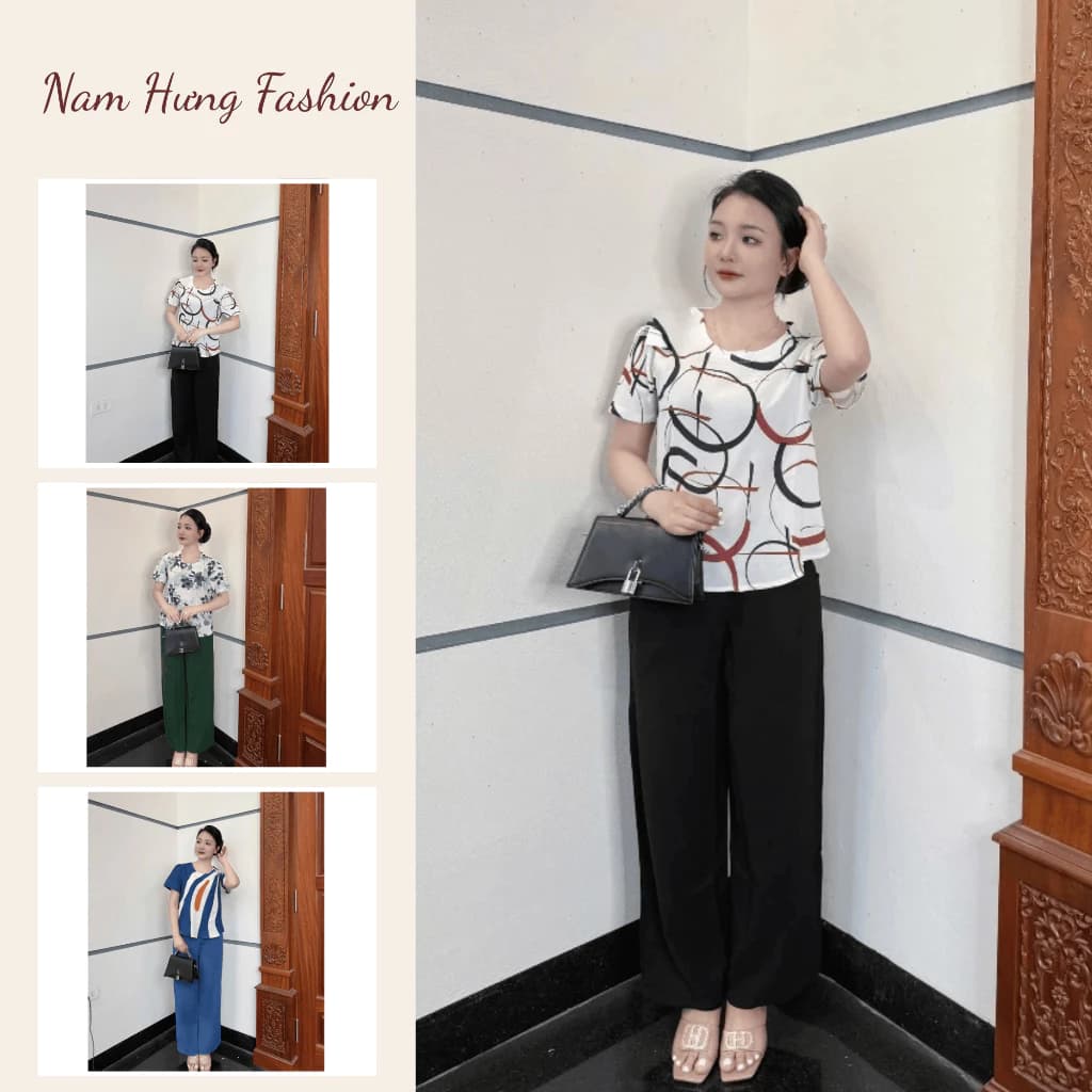 Bộ Đũi Hàn Cao Cấp Họa Tiết Thanh Lịch Sang Trọng - Nam Hưng Fashion
