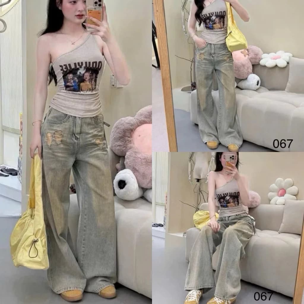 [Bigsize 60-90kg] QUẦN SUÔNG ỐNG RỘNG  RÁCH NHẸ 714