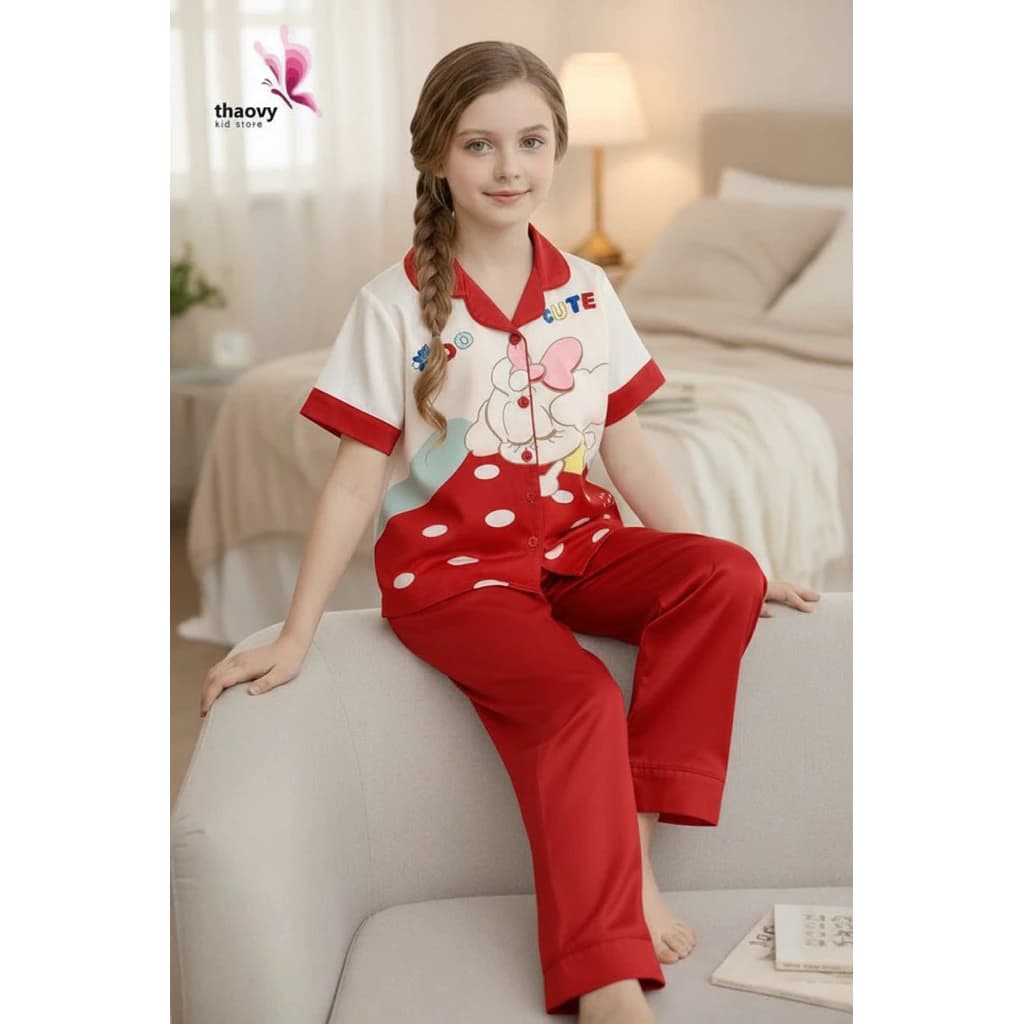 Đồ Bộ Trẻ Em Pijama Vải Lụa Cao Cấp Mềm Mại, Mịn Mát, Không Bị Xù Lông Đủ Màu Sắc, Đủ Size