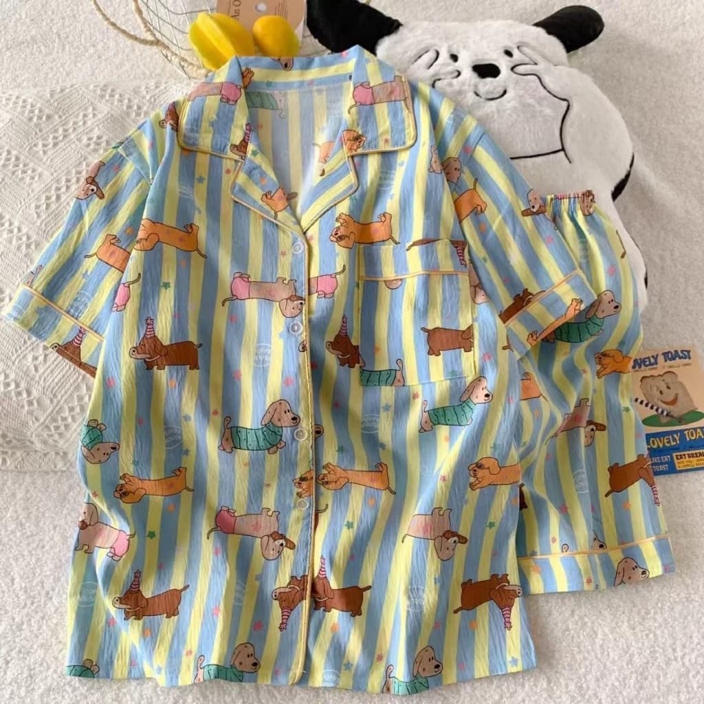 [Sẵn] Bộ ngủ pyjama cộc tay mặc nhà nhiều hoạ tiết dành cho nữ