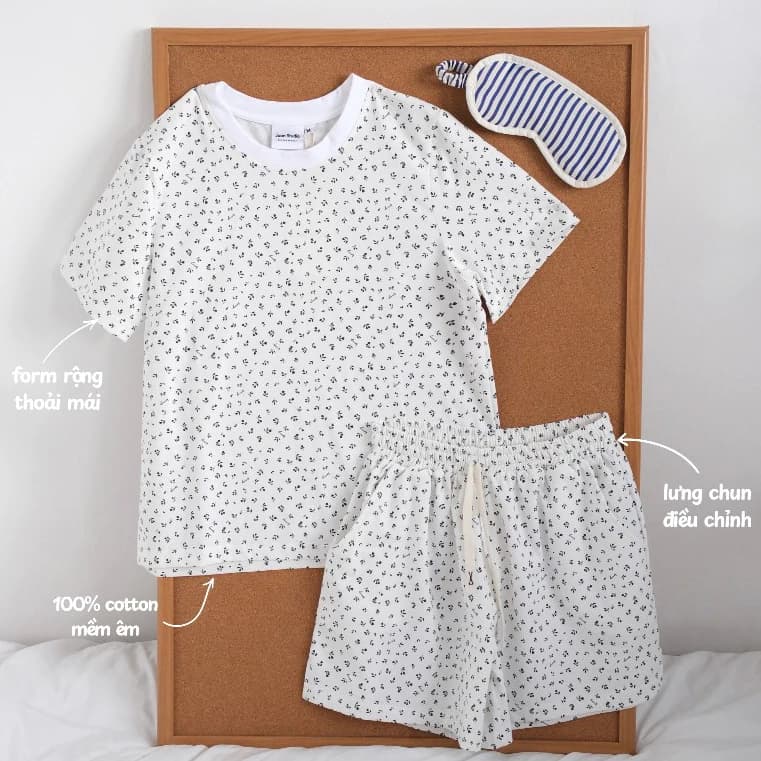 Pijama Nữ Thun Cotton Hoa Nhí, Đồ Bộ Nữ Đồ Mặc Nhà Ngắn Tay, Đồ Ngủ Vải Co Giãn - Everyday Flora 02