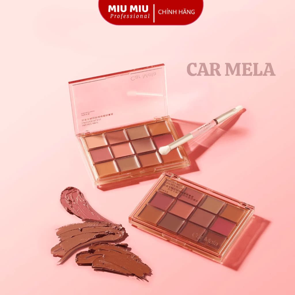 Bảng Son CARMELA 12 ô Tone Màu Lì Bền Màu Lâu Trôi Dễ Tán và Mix Màu